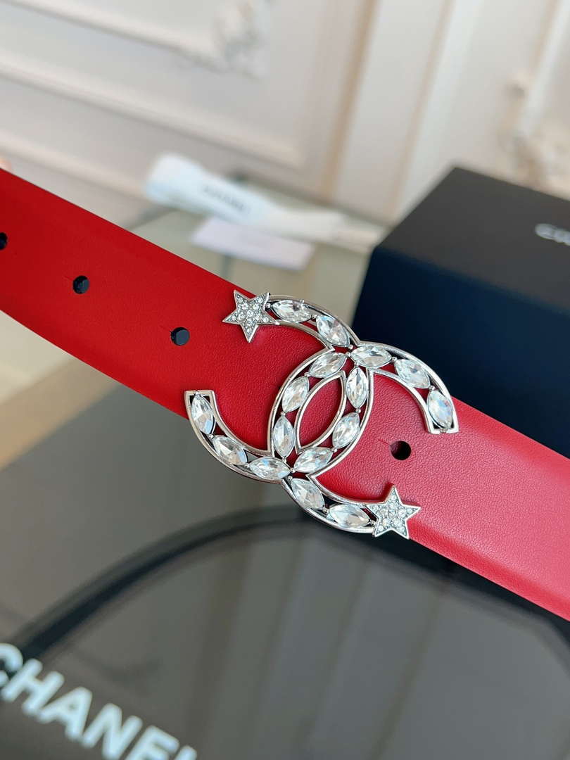Chanel CC Sheepskin leather 3.0cm belt AA0947