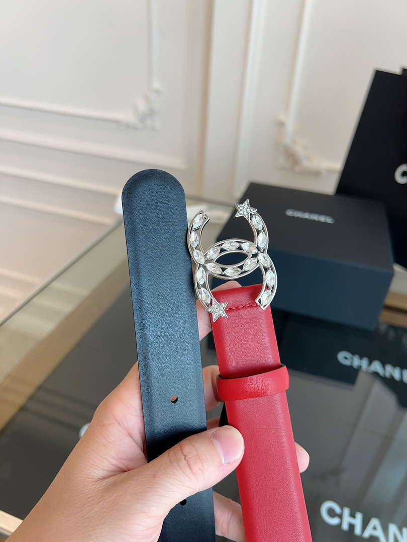 Chanel CC Sheepskin leather 3.0cm belt AA0947