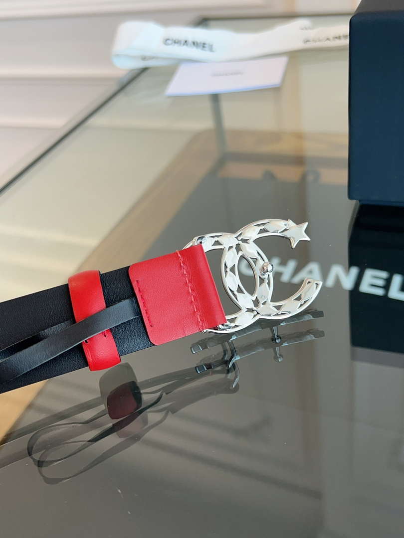 Chanel CC Sheepskin leather 3.0cm belt AA0947