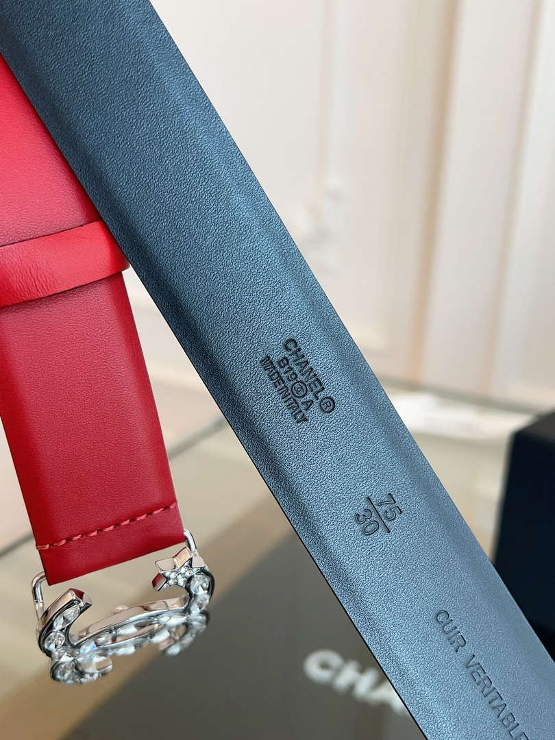 Chanel CC Sheepskin leather 3.0cm belt AA0947