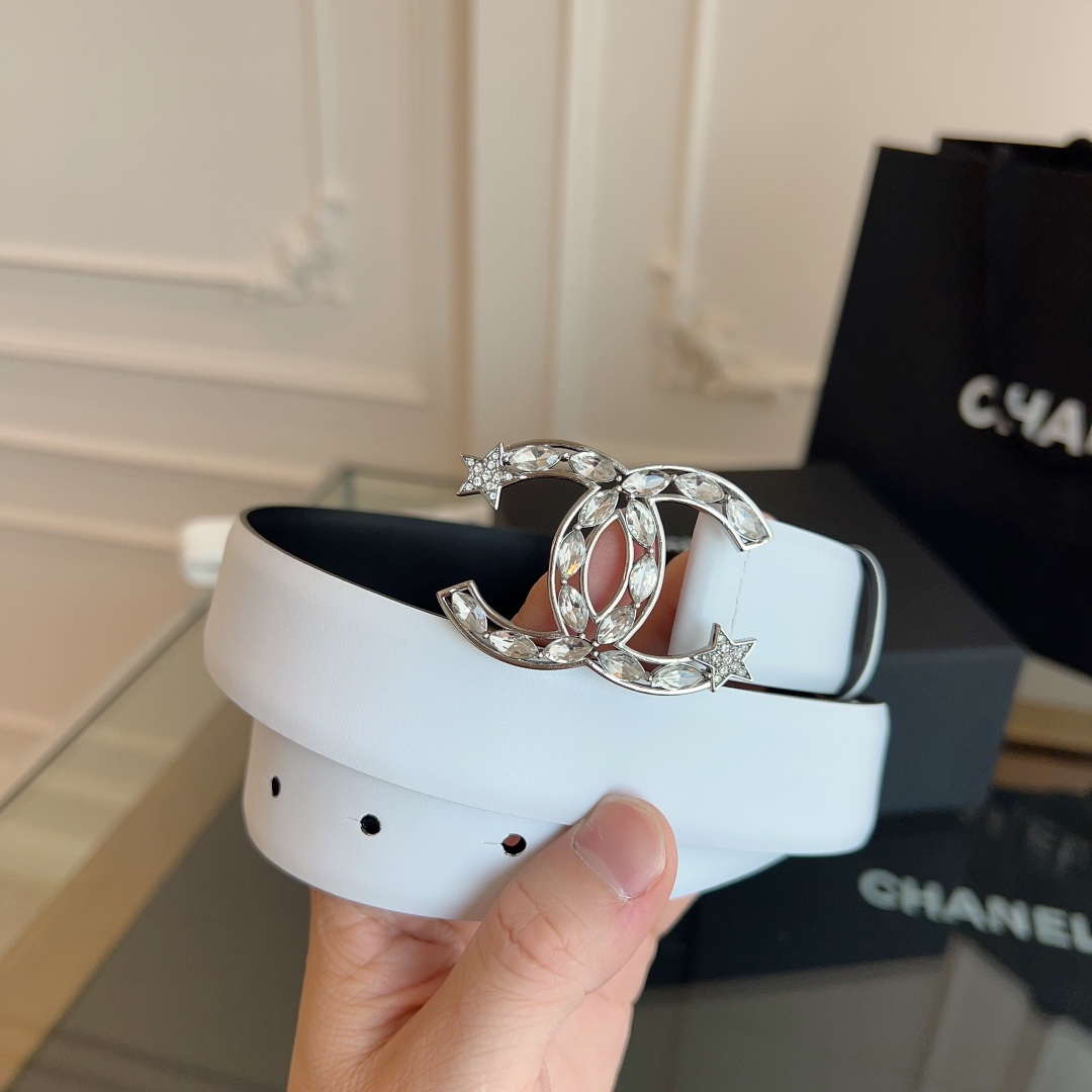 Chanel CC Sheepskin leather 3.0cm belt AA0948