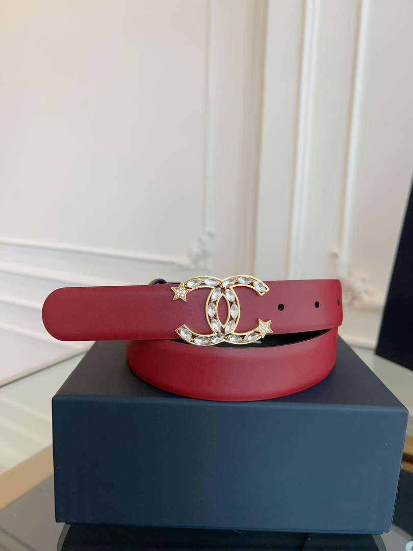 Chanel CC Sheepskin leather 3.0cm belt AA0949