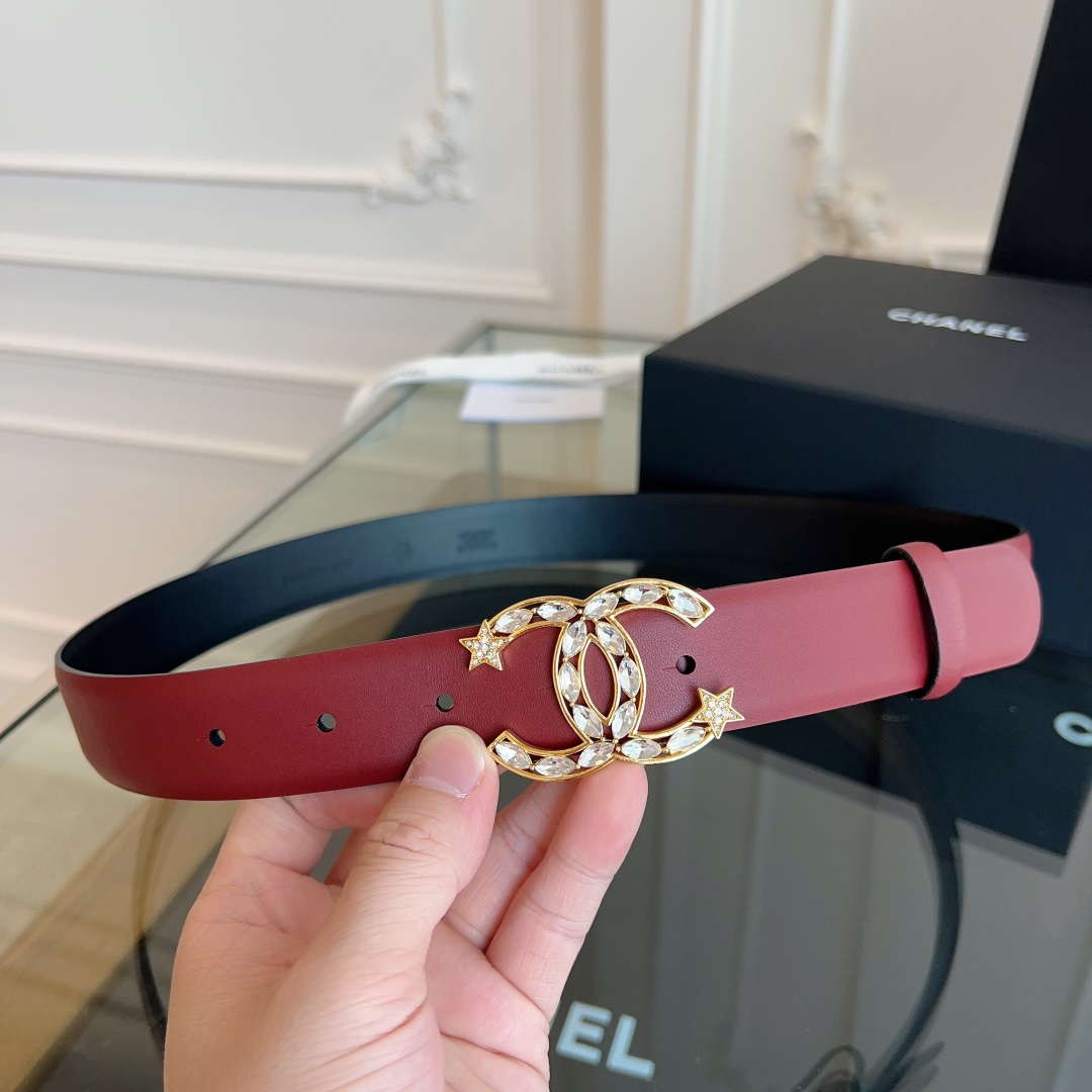 Chanel CC Sheepskin leather 3.0cm belt AA0949