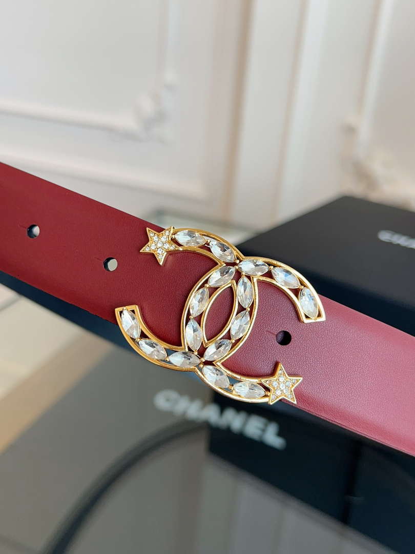 Chanel CC Sheepskin leather 3.0cm belt AA0949