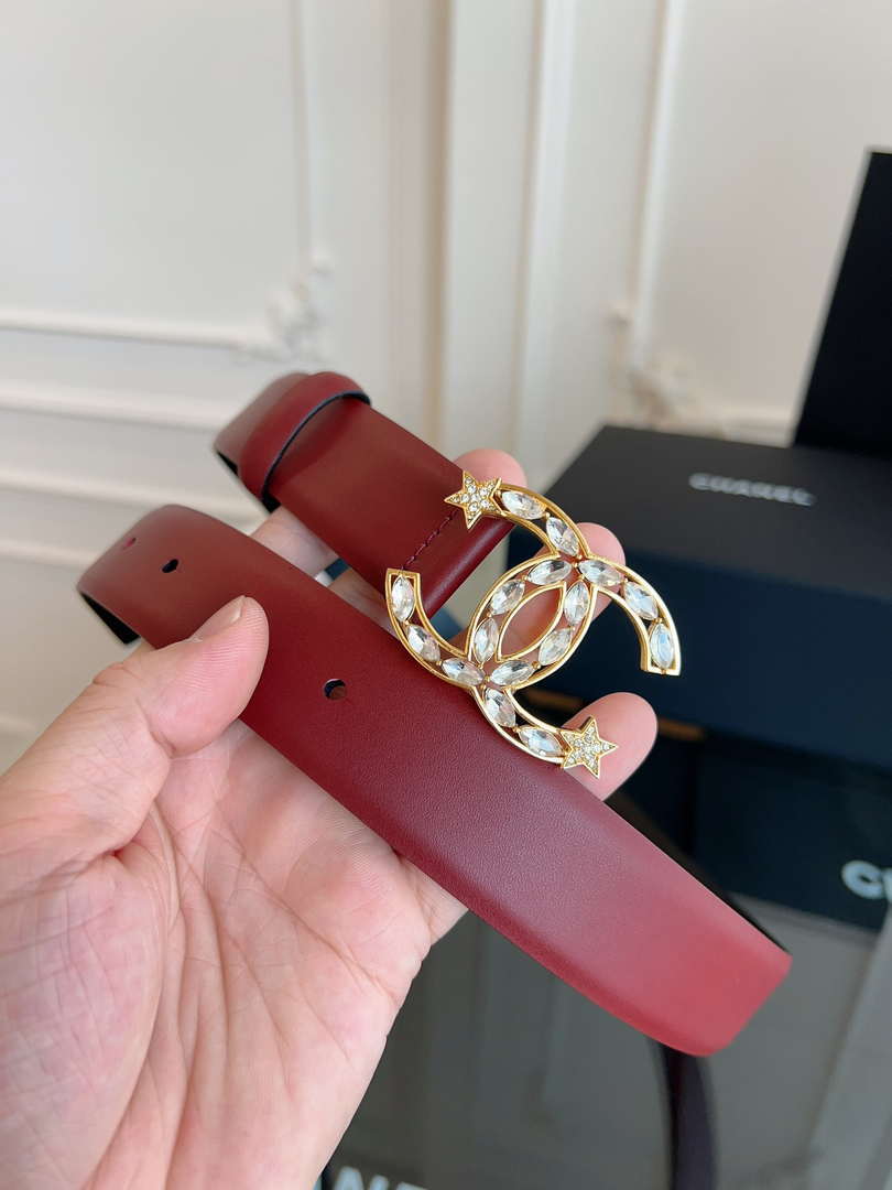 Chanel CC Sheepskin leather 3.0cm belt AA0949