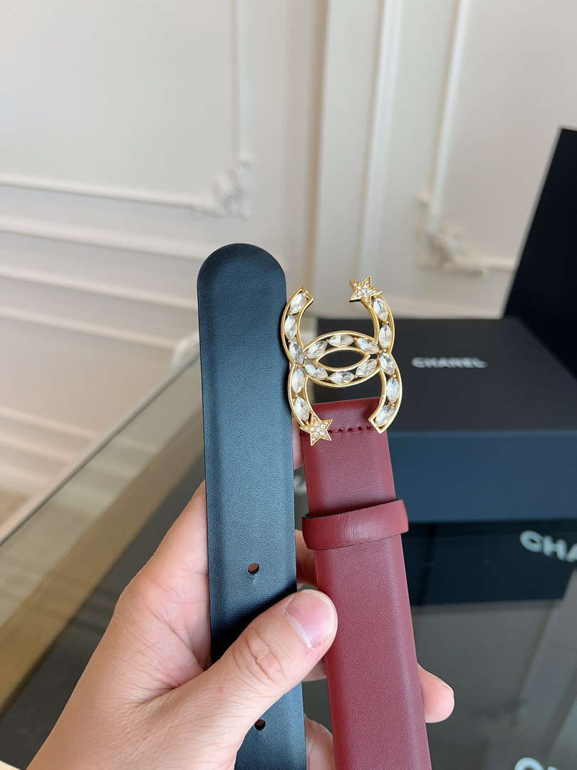 Chanel CC Sheepskin leather 3.0cm belt AA0949