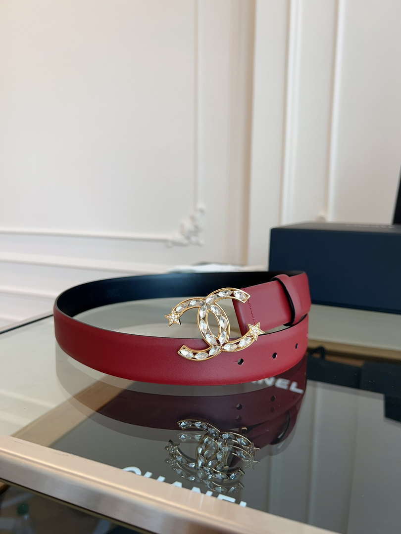 Chanel CC Sheepskin leather 3.0cm belt AA0949