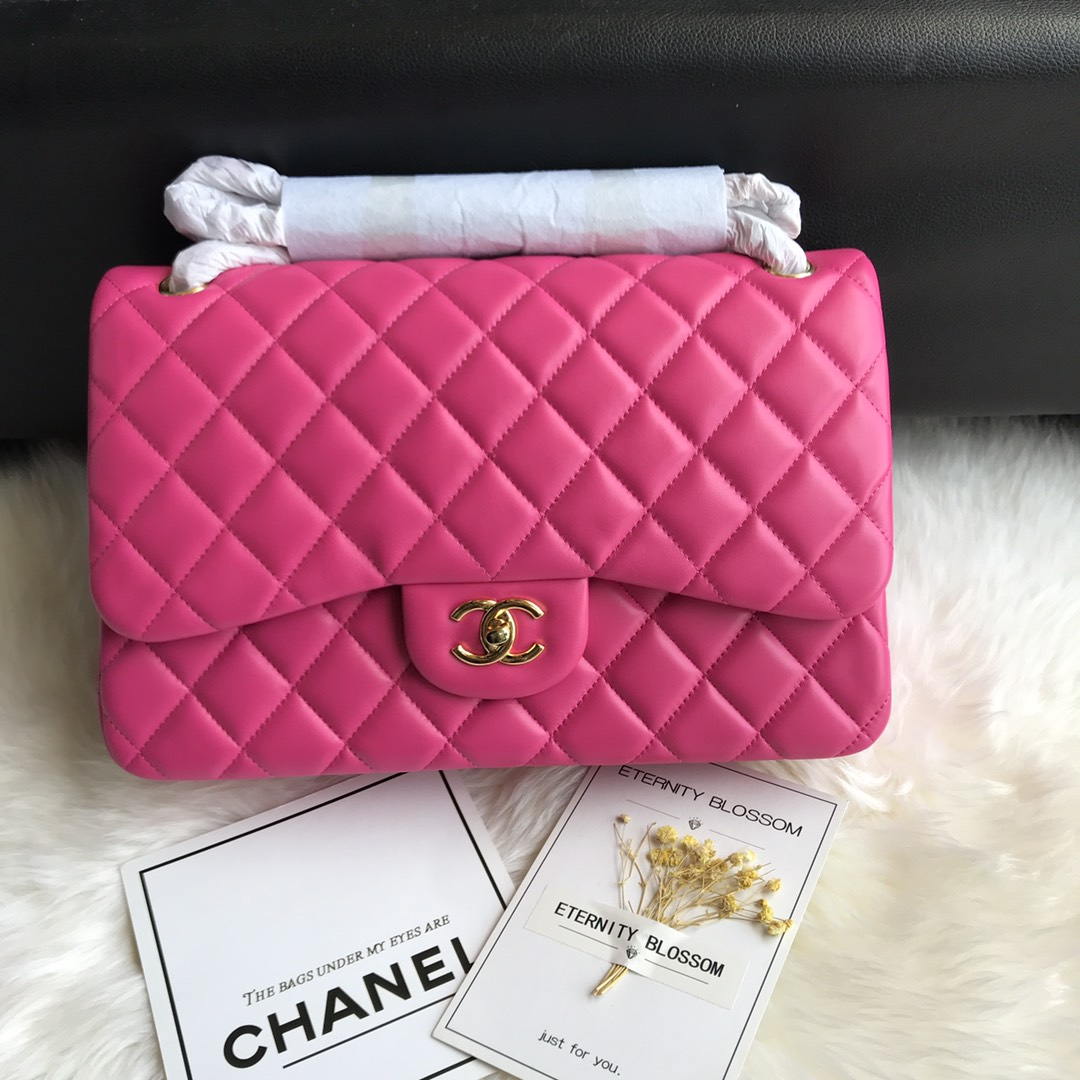 Chanel CF A01113 Classic Flap Bag in Lambskin Dark Pink - Default Title - View 1