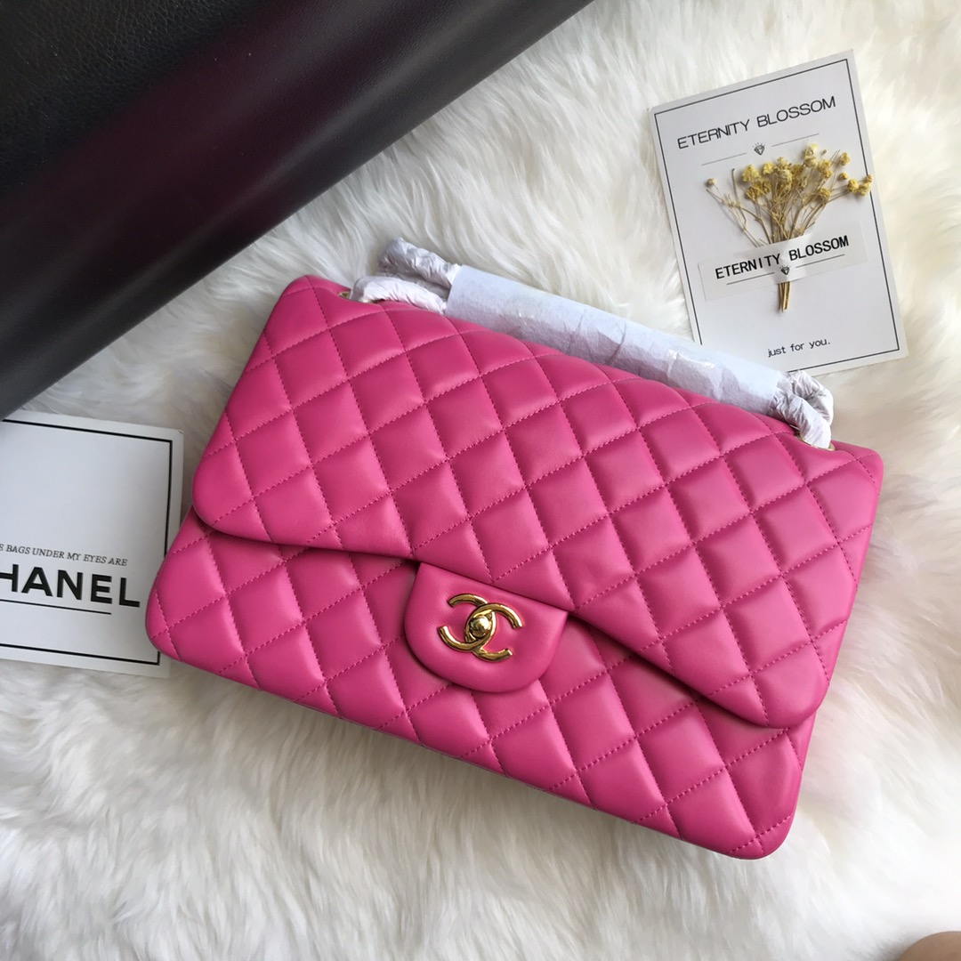 Chanel CF A01113 Classic Flap Bag in Lambskin Dark Pink - Default Title - View 4