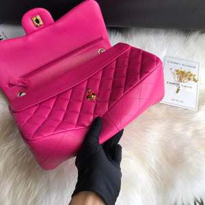 Chanel CF A01113 Classic Flap Bag in Lambskin Dark Pink - Default Title - View 7