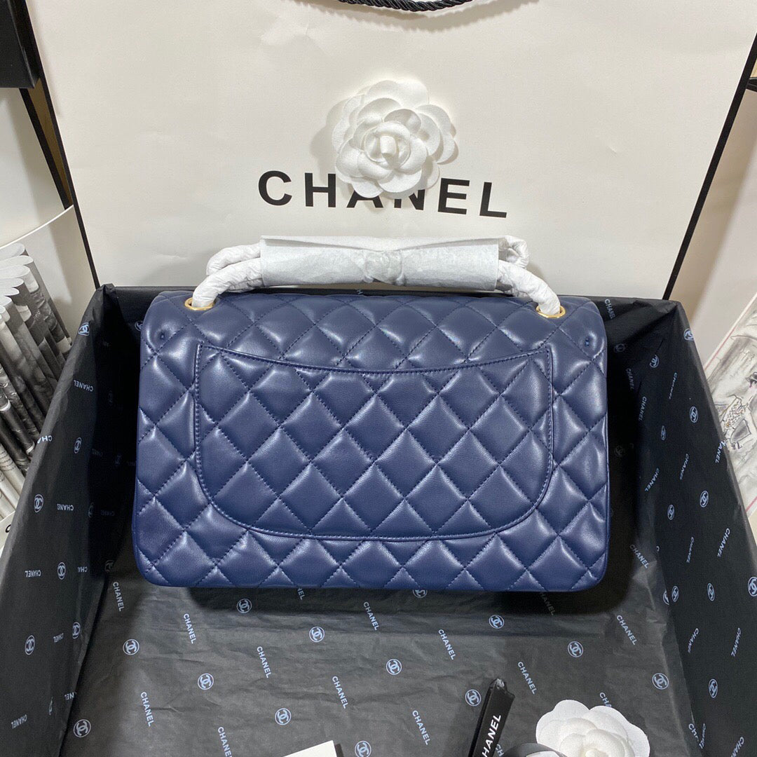 Chanel CF A01113 Classic Flap Bag in Lambskin Navy Blue - Default Title - View 2