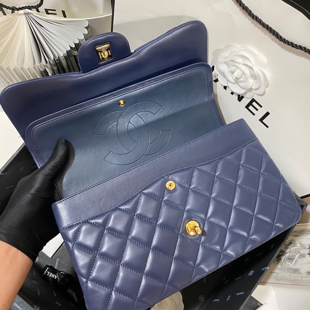 Chanel CF A01113 Classic Flap Bag in Lambskin Navy Blue - Default Title - View 8