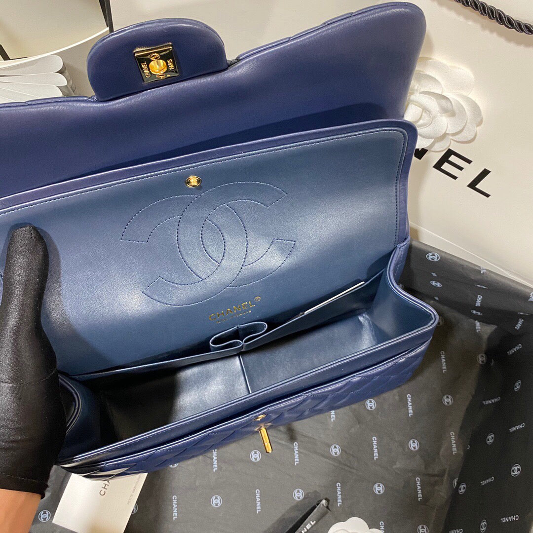Chanel CF A01113 Classic Flap Bag in Lambskin Navy Blue - Default Title - View 9
