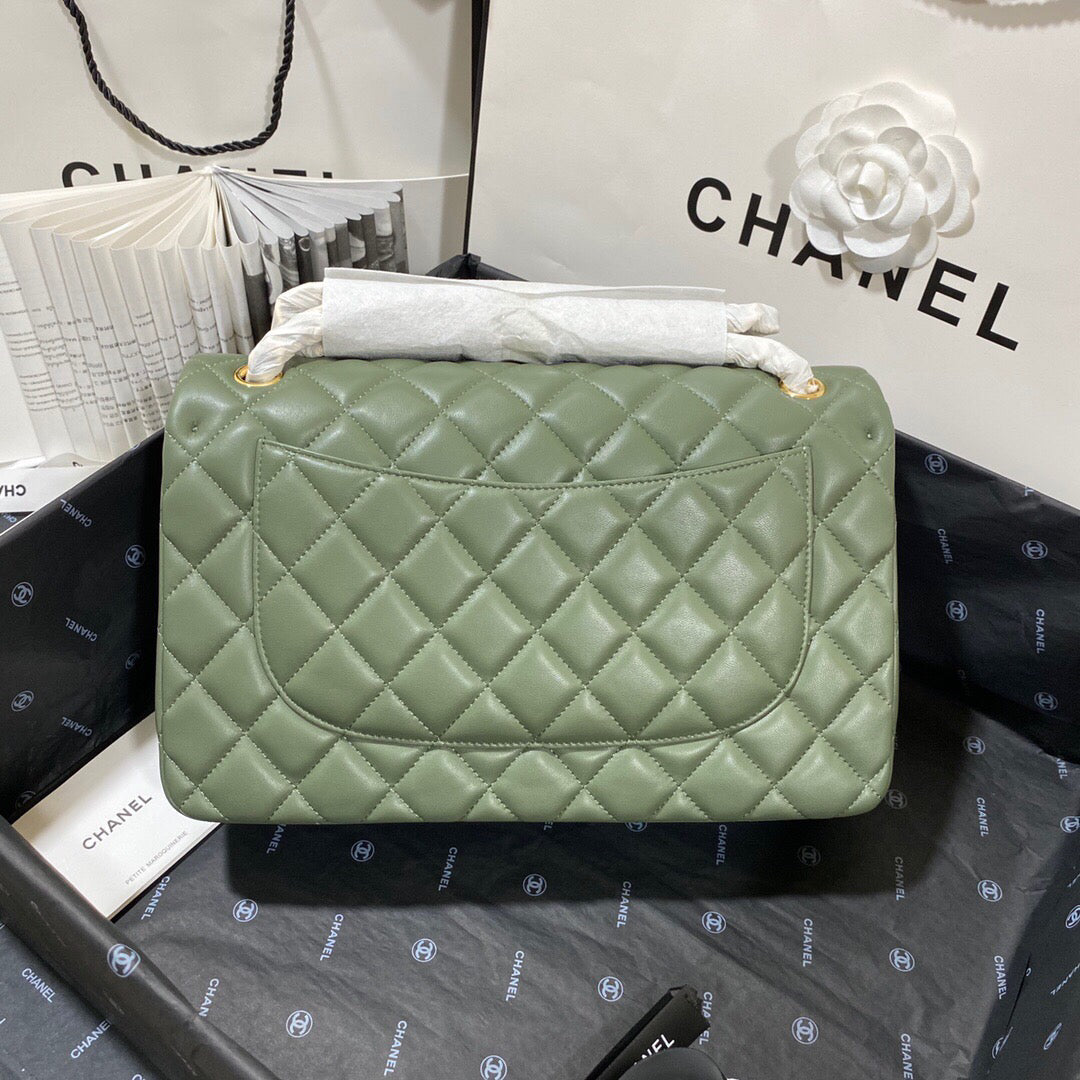Chanel CF A01113 Classic Flap Bag in Lambskin Green - Default Title - View 5