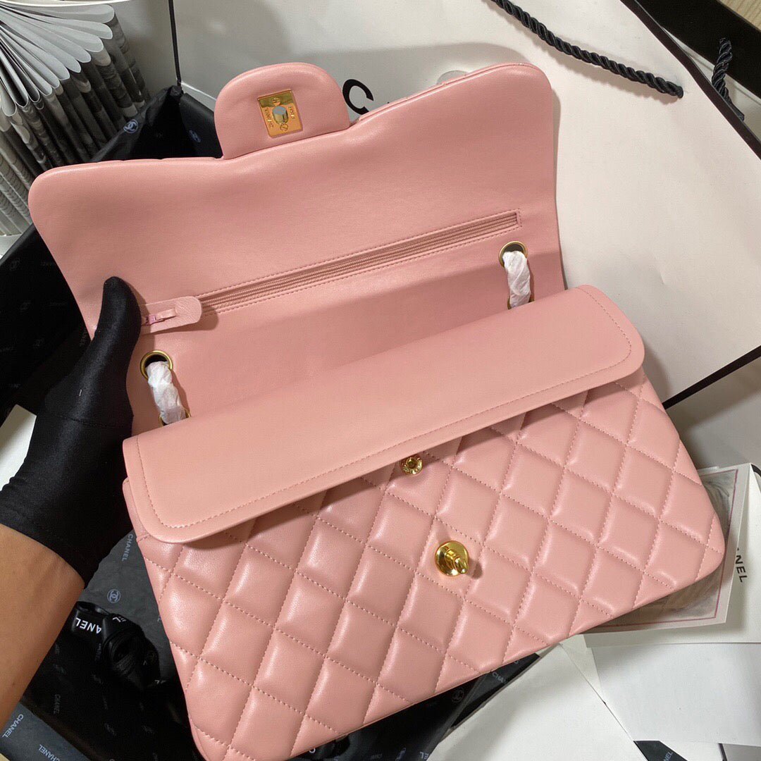 Chanel CF A01113 Classic Flap Bag in Lambskin Light Pink - Default Title - View 8