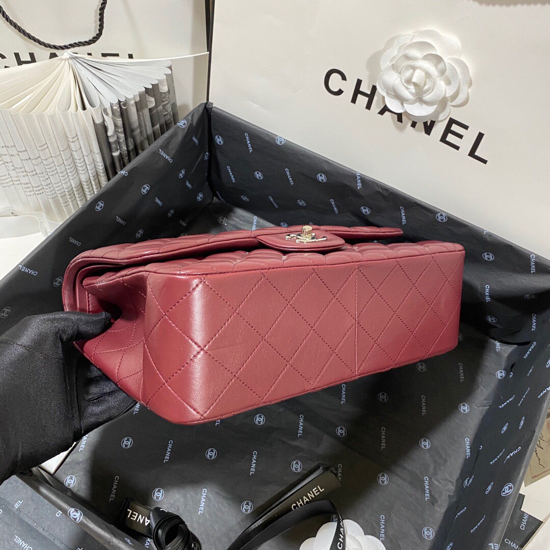 Chanel CF A01113 Classic Flap Bag in Lambskin Wine Red - Default Title - View 7