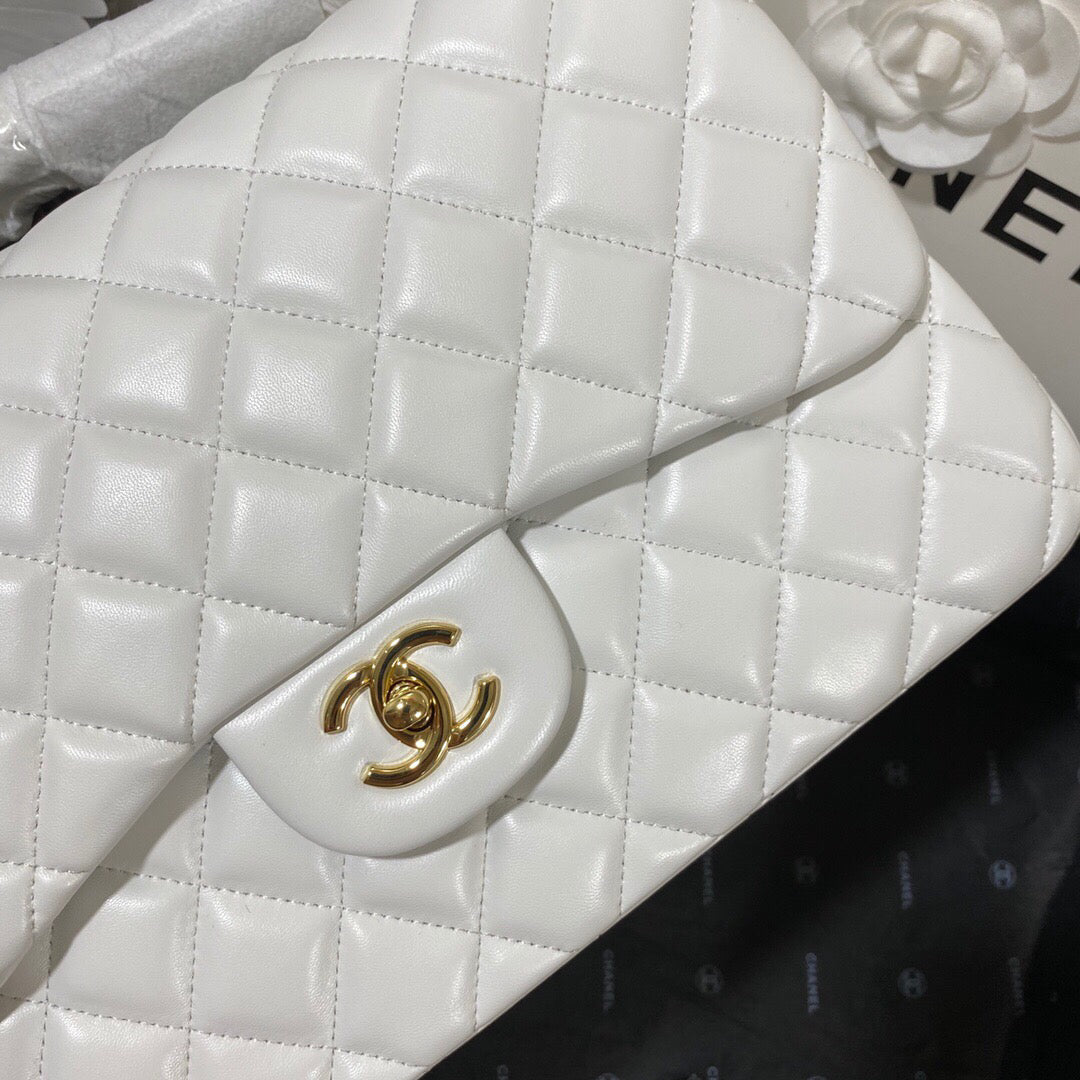 Chanel CF A01113 Classic Flap Bag in Lambskin White - Default Title - View 4
