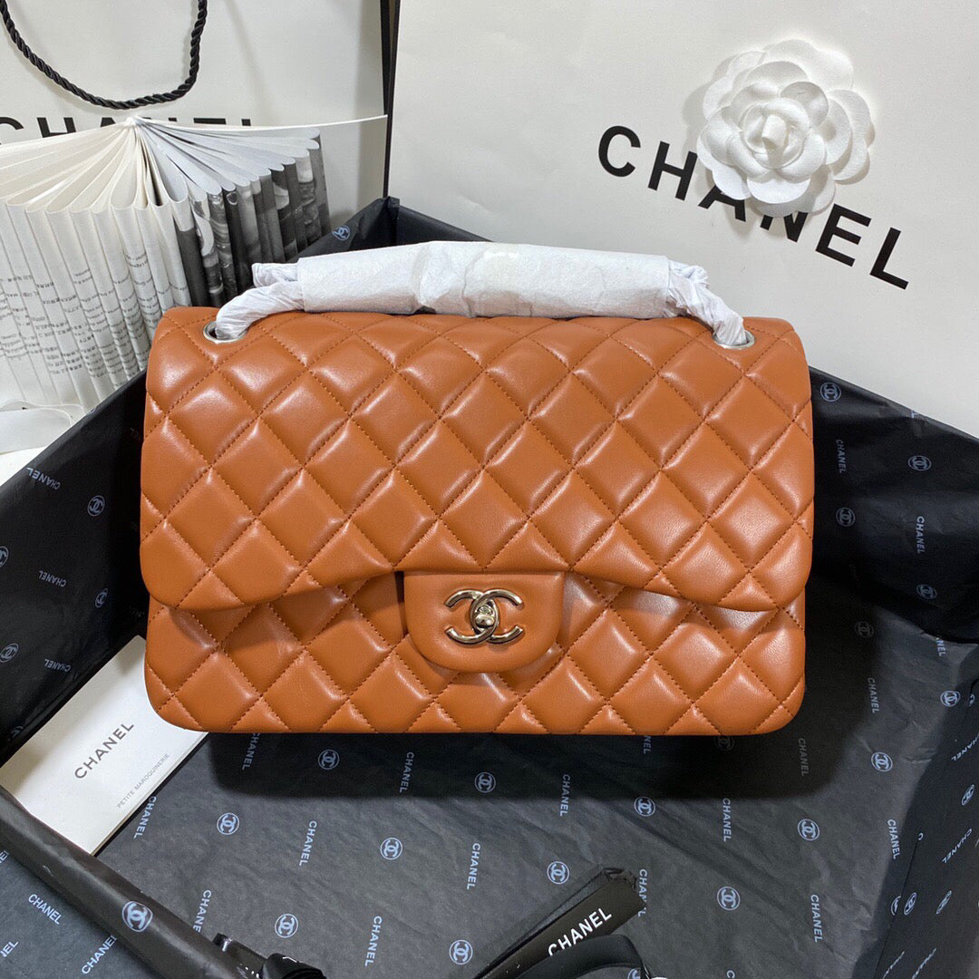 Chanel CF A01113 Classic Flap Bag in Lambskin Tan - Default Title - View 3