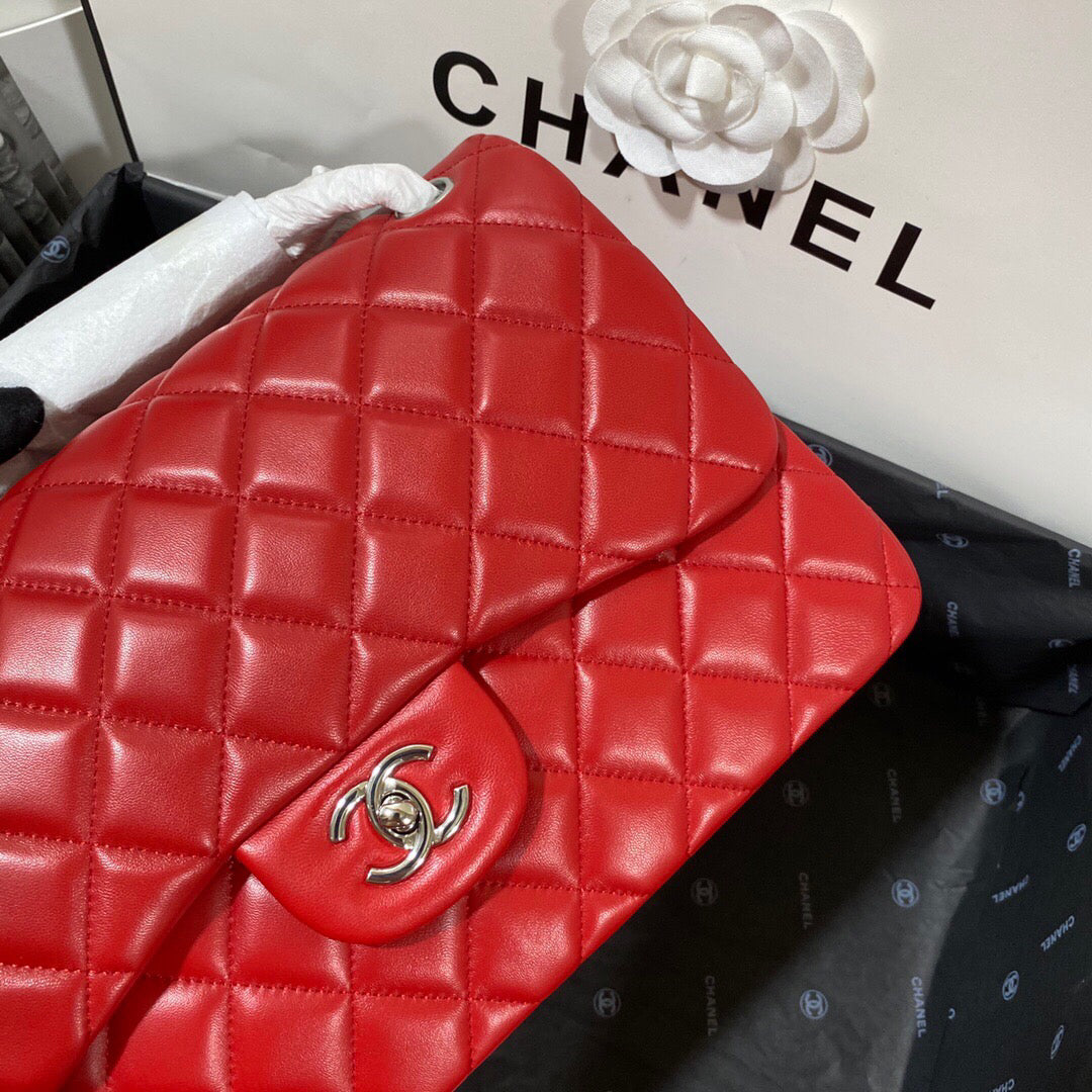 Chanel CF A01113 Classic Flap Bag in Lambskin Red - Default Title - View 4