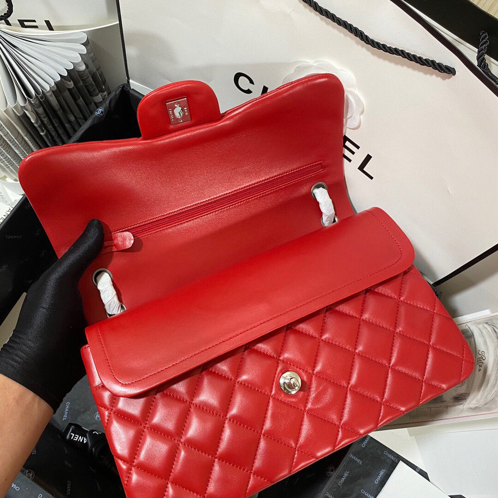 Chanel CF A01113 Classic Flap Bag in Lambskin Red
