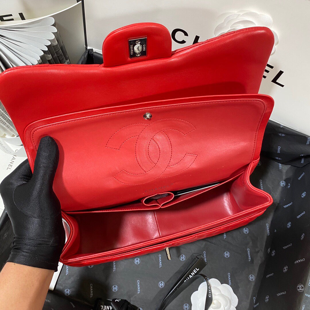 Chanel CF A01113 Classic Flap Bag in Lambskin Red - Default Title - View 9
