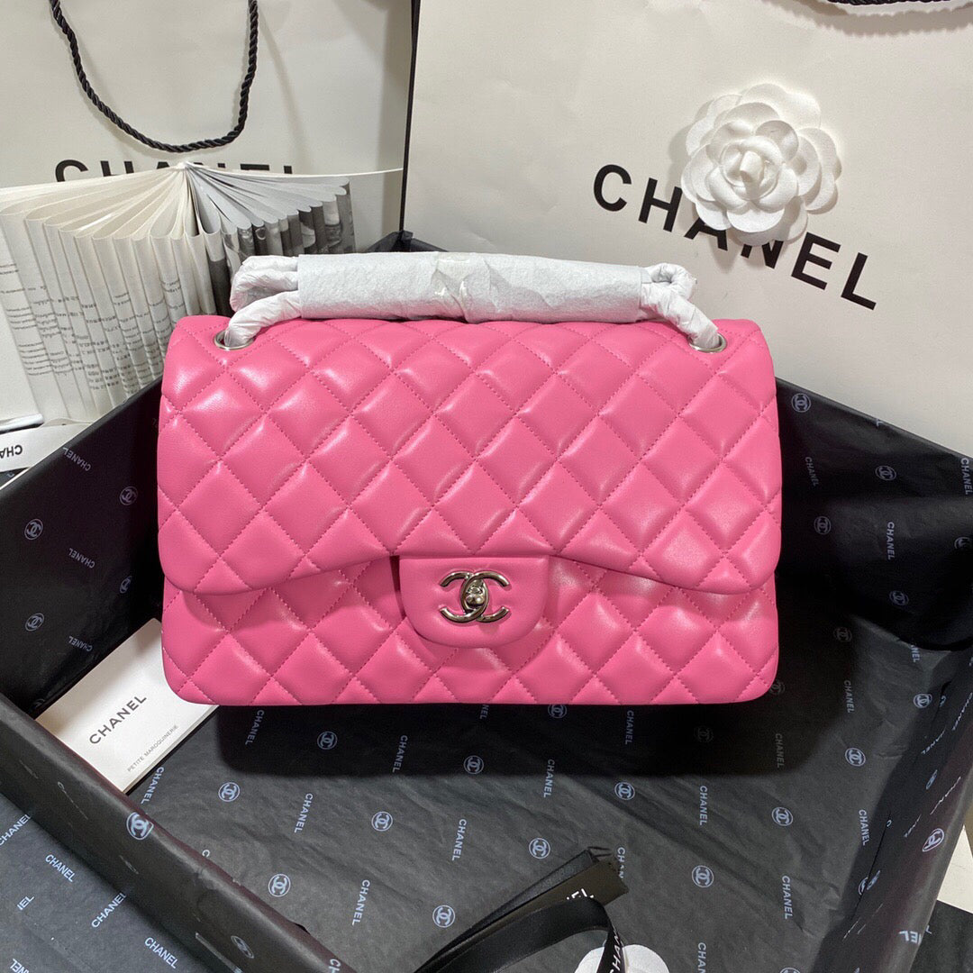 Chanel CF A01113 Classic Flap Bag in Lambskin Pink - Default Title - View 3