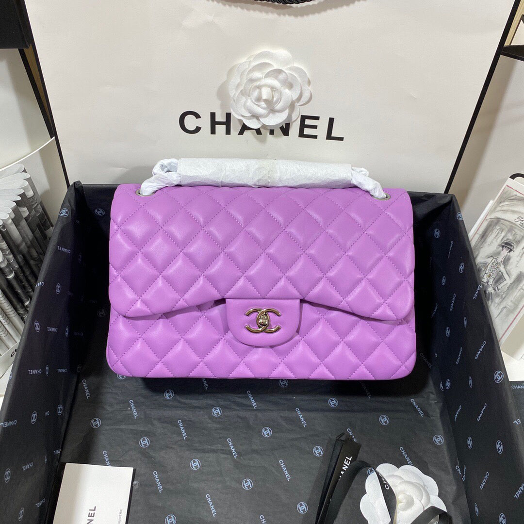 Chanel CF A01113 Classic Flap Bag in Lambskin Purple - Default Title - View 1
