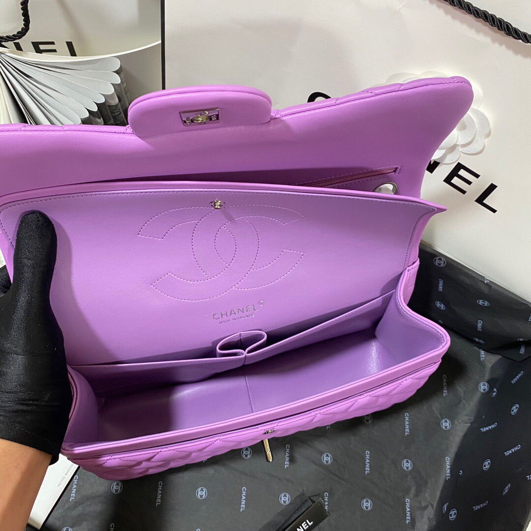 Chanel CF A01113 Classic Flap Bag in Lambskin Purple - Default Title - View 9