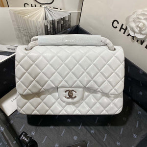 Chanel CF A01113 Classic Flap Bag in White Lambskin Silver - Default Title - View 2