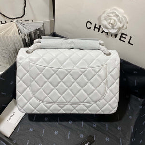 Chanel CF A01113 Classic Flap Bag in White Lambskin Silver - Default Title - View 4