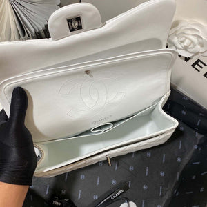 Chanel CF A01113 Classic Flap Bag in White Lambskin Silver - Default Title - View 8