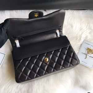 Chanel CF A01113 Jumbo Classic Flap Bag in Black Lambskin Gold - Default Title - View 3