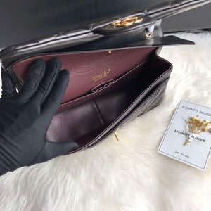Chanel CF A01113 Jumbo Classic Flap Bag in Black Lambskin Gold - Default Title - View 4