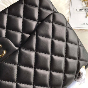 Chanel CF A01113 Jumbo Classic Flap Bag in Black Lambskin Gold - Default Title - View 5