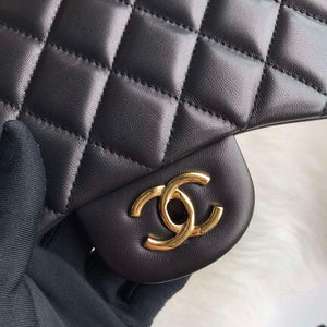 Chanel CF A01113 Jumbo Classic Flap Bag in Black Lambskin Gold - Default Title - View 8