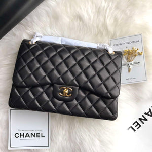 Chanel CF A01113 Jumbo Classic Flap Bag in Black Lambskin Gold - Default Title - View 9