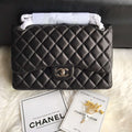 Chanel CF A01113 Jumbo Classic Flap Bag in Black Lambskin Silver - Default Title - View 1
