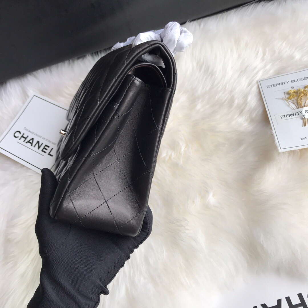 Chanel CF A01113 Jumbo Classic Flap Bag in Black Lambskin Silver - Default Title - View 5