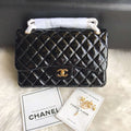 Chanel CF A01113 Jumbo Classic Flap Bag in Black Patent leather Gold - Default Title - View 1