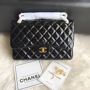 Chanel CF A01113 Jumbo Classic Flap Bag in Black Patent leather Gold - Default Title - View 1