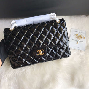 Chanel CF A01113 Jumbo Classic Flap Bag in Black Patent leather Gold - Default Title - View 2