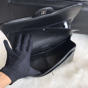 Chanel CF A01113 Jumbo Classic Flap Bag in Black Patent leather Silver - Default Title - View 4
