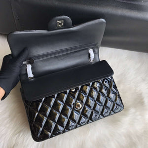Chanel CF A01113 Jumbo Classic Flap Bag in Black Patent leather Silver - Default Title - View 6