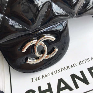 Chanel CF A01113 Jumbo Classic Flap Bag in Black Patent leather Silver - Default Title - View 7