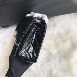 Chanel CF A01113 Jumbo Classic Flap Bag in Black Patent leather Silver - Default Title - View 9