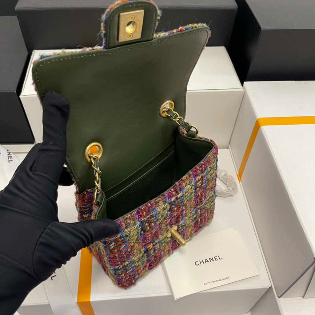 Chanel CF A1115 Mini Flap Bag Wool Tweed