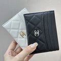 Chanel Classic Card Holder Grained Calfskin & Gold AP4472 Black Silver