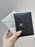 Chanel Classic Card Holder Grained Calfskin & Gold AP4472 Black Silver