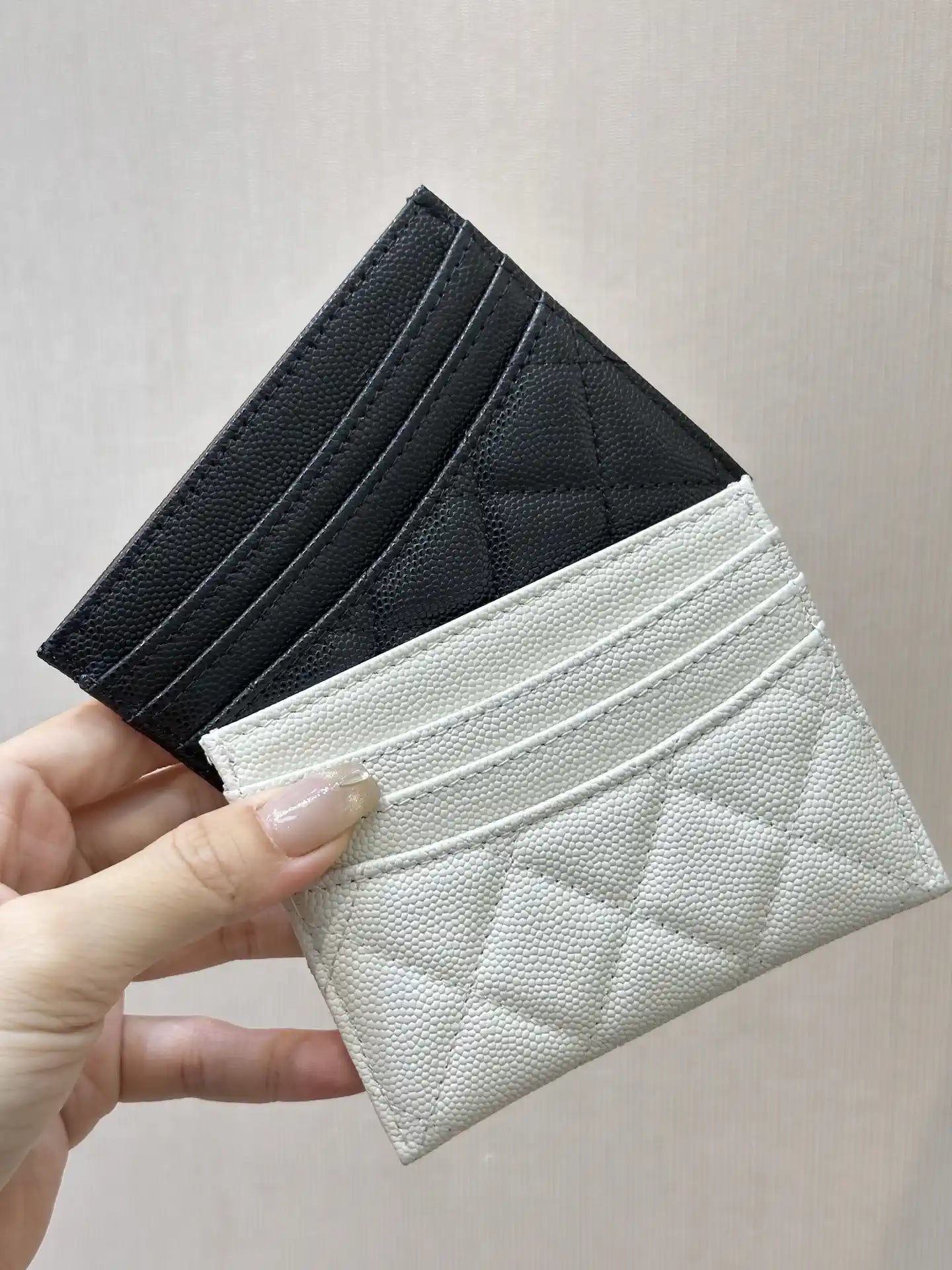 Chanel Classic Card Holder Grained Calfskin & Gold AP4472 Black Silver