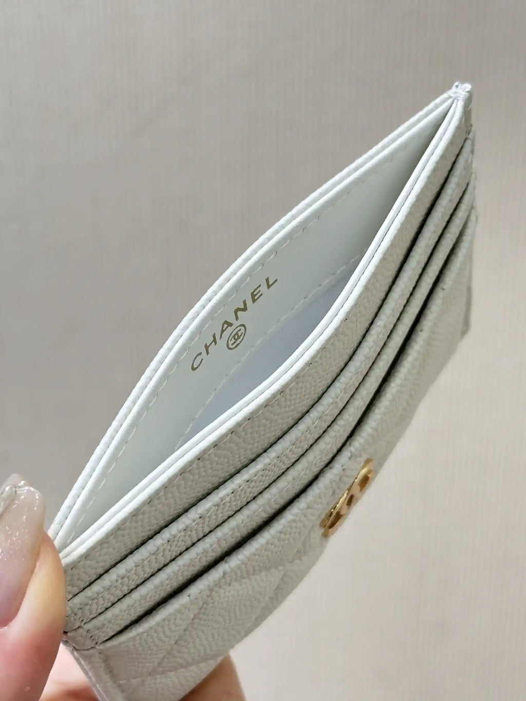 Chanel Classic Card Holder Grained Calfskin & Gold AP4472 Black Silver
